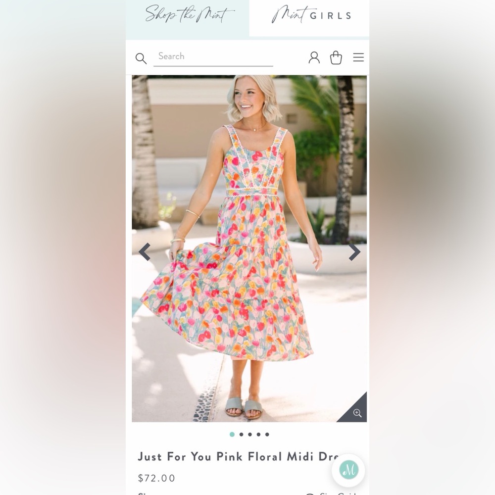 TCEC Pink Floral Tiered Sundress with Multicolor Accents